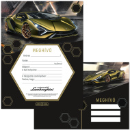 Ars Una: Žltá 10-dielna sada pozvánok s motívom Lamborghini s obálkou.