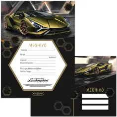 Ars Una: Žltá 10-dielna sada pozvánok s motívom Lamborghini s obálkou.