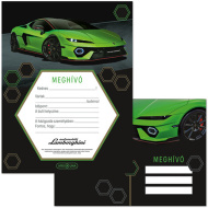 Ars Una: sada 10 kusov zelených pozvánok s motívom Lamborghini a obálkami