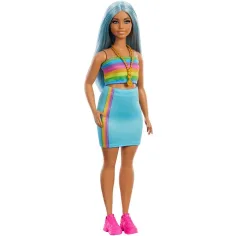 Barbie: Fashionista štýl bábika v farebne pruhovaných šatách - Mattel obrázok 3