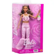 Barbie: Trendová kamarátka bábika v ružovom šatovom sete s ružovým vzorom – Mattel