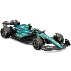Bburago: Aston Martin AMR23 F1 pretekárske auto kovový model 1/43 (Fernando Alonso #14, verzia s prilbou) obrázok 2
