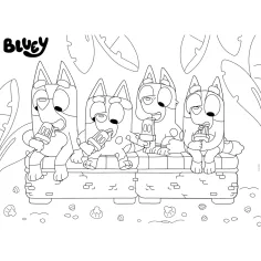 Bluey na dovolenke 2 v 1 24-dielne Eco maxi puzzle a omaľovánka 70x50 cm – Lisciani obrázok 3