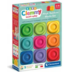 Clemmy: Mäkká 9-dielna sada stavebných kociek v farbách dúhy - Clementoni