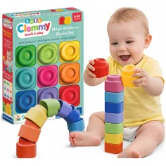 Clemmy: Mäkká 9-dielna sada stavebných kociek v farbách dúhy - Clementoni obrázok 2