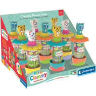 Clemmy: Mäkké farebné stavebné kocky s figúrkou v kvetinovej úložnej krabičke 1 ks - Clementoni