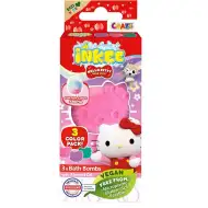 Craze Inkee: Vegánske bomby do kúpeľa - tvary Hello Kitty s arómou cukrovej vaty, balenie 3 kusy