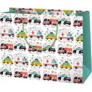 Darčeková taška s motívom záchranárov, polície a hasičov 33x26,7x13,7 cm