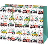 Darčeková taška strednej veľkosti s motívom záchranárov, polície a hasičov 23x10x17,8 cm