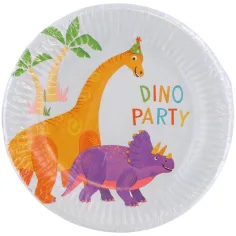 Dino párty 8-dielna sada papierových tanierov s priemerom 23 cm