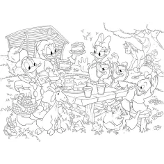 Disney Donald Duckova rodina 2 v 1 maxi 35-dielne puzzle a omaľovánka 70x50 cm – Lisciani obrázok 2
