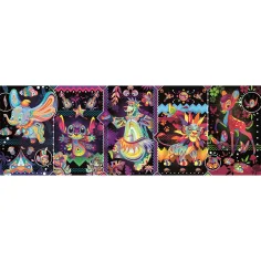 Disney: Neon postavy 1000 dielikové panoráma puzzle 98x33cm - Clementoni obrázok 2