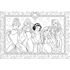 Disney Princezné 2 v 1, 108-dielne puzzle a omaľovánka 50x35 cm – Lisciani obrázok 2