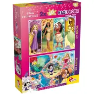 Disney Princezné 2 v 1 maxi 2x60-dielne puzzle a omaľovánka 50x35 cm - Lisciani