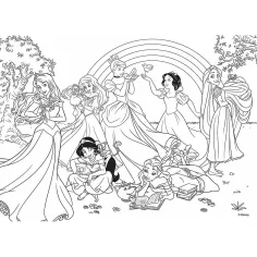 Disney Princezné 2 v 1 maxi puzzle s 24 dielikmi a omaľovánka 70x50 cm - Lisciani obrázok 2