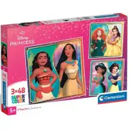 Disney+Princezné Supercolor 3x48ks puzzle - Clementoni