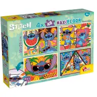 Disney Stitch 2 v 1 maxi 4x48-dielne puzzle a omaľovánka 35x25 cm - Lisciani