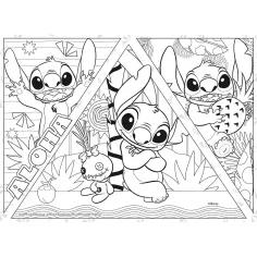 Disney Stitch 2 v 1 maxi 4x48-dielne puzzle a omaľovánka 35x25 cm - Lisciani obrázok 5