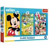 Disney: Tím Mickeyho myši 3x80 ks puzzle - Trefl