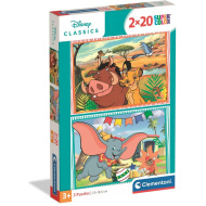 Disney klasiky – Leví kráľ a Dumbo, 2 × 20-dielne Supercolor puzzle - Clementoni