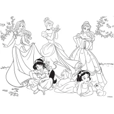 Disney princezné – Kúzlo rozprávkovej záhrady 2 v 1 60-dielne puzzle a omaľovánka 50x35 cm – Lisciani obrázok 3