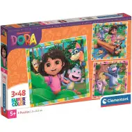 Dora objaviteľka 3x48 ks Supercolor puzzle - Clementoni