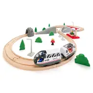 Drevená zostaviteľná železničná trať s osobným vlakom a ďalšími doplnkami, 45-dielna - Woodyland