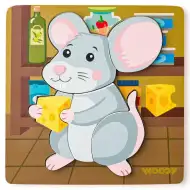 Drevené puzzle s 5 myškami pre bábätká - Woodyland