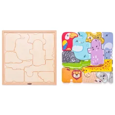 Drevené puzzle s motívom zvierat - Woodyland obrázok 2