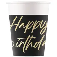 Elegantné narodeninové papierové poháre s nápisom „Happy Birthday“, 8-dielna súprava, 200 ml