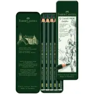 Faber-Castell: 9000 Jumbo grafitová ceruzka v kovovej krabičke, sada 5 kusov
