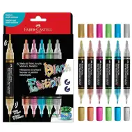 Faber-Castell: Black Edition Shake &amp; Paint obojstranná metalická sada farebných popisovačov 6 ks so šírkou hrotu 3 mm a 1 mm