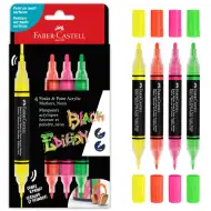 Faber-Castell: Black Edition Shake &amp; Paint sada farebných popisovačov s dvoma hrotmi 3 mm a 1 mm, 4 kusy