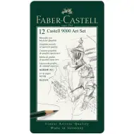 Faber-Castell: Castell 9000 grafitová ceruzka, súprava 12 kusov v kovovej krabičke