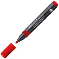 Faber-Castell: Permanentný značkovač červený alkoholový popisovač s okrúhlym hrotom