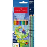 Faber-Castell: Sada farebných ceruziek Grip s motívom dinosaurov, 10+3 ks v balení