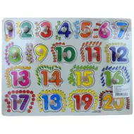 Farebná číselná drevená hra na zapaľovanie s rukoväťami 30x22cm