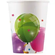 Farebné balóniky papierový pohár 8 ks sada 200 ml