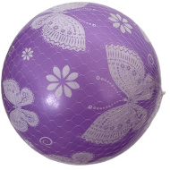 Fialová gumená lopta s motýľovým vzorom, 23 cm