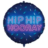 Fóliový balón – „HIP HIP HOORAY” s neónovým nápisom 46 cm