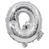 Fóliový balón v tvare písmena striebornej farby – písmeno Q 32 cm