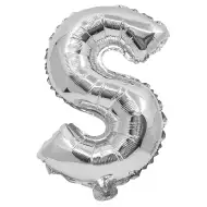 Fóliový balónik v tvare písmena S striebornej farby – písmeno S 32 cm