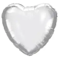 Fóliový balónik v tvare srdca – strieborný, 46 cm