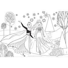 Frozen 2 v 1 maxi 2x60-dielne puzzle a omaľovánka 50x35 cm – Lisciani obrázok 3