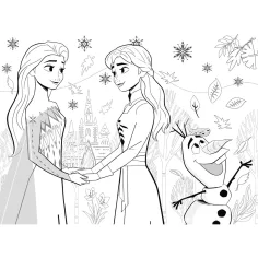 Frozen sestry 2 v 1, 48-dielne Eco mini puzzle a omaľovánka 35x25 cm - Lisciani obrázok 3