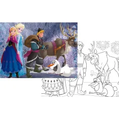 Frozen tím 2 v 1, puzzle so 108 dielikmi a omaľovánka 70x50 cm - Lisciani obrázok 2