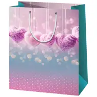 Háčkované srdcia veľká darčeková taška 27x14x33cm