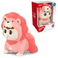 Happy World: Bábika Kúszó-Mászó Baba v leví kostýme v ružovej farbe 13x17cm