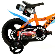 Hot Wheels 12” detský bicykel s držiakom na fľašu a pomocnými kolieskami v oranžovo-čiernej farbe – bicykel Dino Bikes obrázok 5