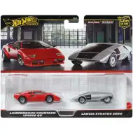 Hot Wheels Deluxe autíčka, balenie 2 ks: Lamborghini Countach LP5000 QV a Lancia Stratos Zero – Mattel